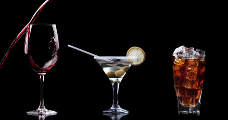 Collection of different images of alcohol