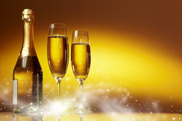 Champagne glasses ready to bring in the New Year