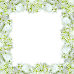 Fototapeta na wymiar 緑系の花四方配置