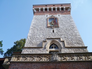The tower  of defense  of the Florian gate in Krakow in Poland - obrazy, fototapety, plakaty