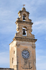 Fototapeta na wymiar Clocktower. Galatone. Apulia. Włochy.