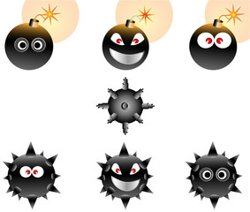 Vector Illustration set of Cartoon Bombs