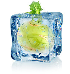 Ice cube and kohlrabi