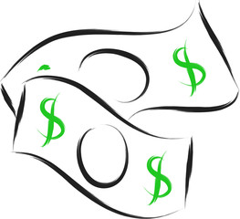 sketch of dollar banknotes