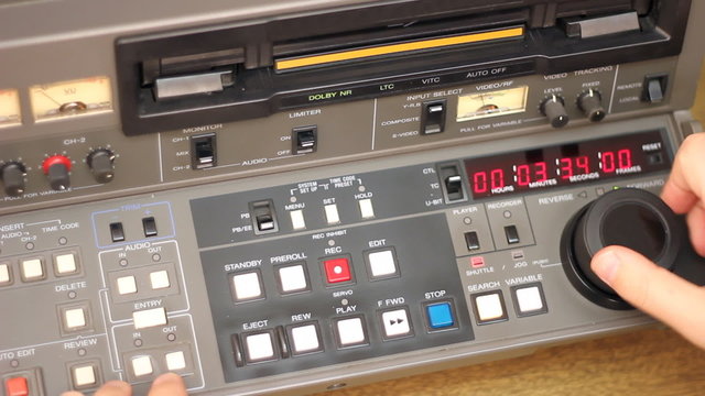 Editor working on Betacam Sp recorder