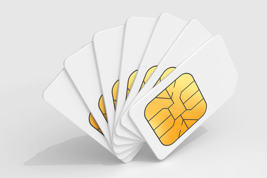 White phone SIM cards in a deck