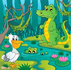 Printed roller blinds Forest animals Swamp theme image 3