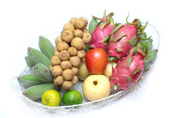 exotic fruits  isolated on white