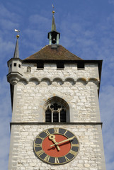 Der Glockenturm der Stadtkirche in Schaffhausen