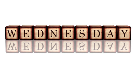 wednesday in 3d wooden cubes banner
