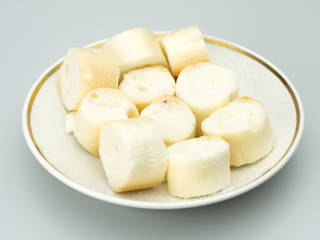 Japanese traditional dried bread like pieces of wheat gluten Fu