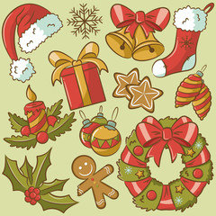 Vintage Christmas Icons Set