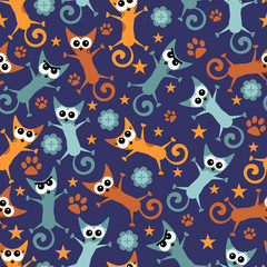 Fototapeta na wymiar Seamless pattern wtih funny cats