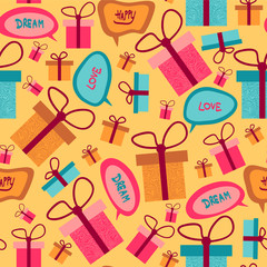 Seamless pattern with gift boxes