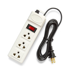 Electric extension strip isolated on white background