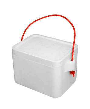 Styrofoam Cooler Box Isolated On White Background