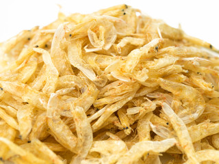 Japanese small dry shrimp isolated isolated on white background