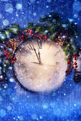 art Christmas Eve and New Years at midnight