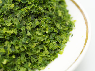 Japanese laver ground seaweed nori isolated on white background