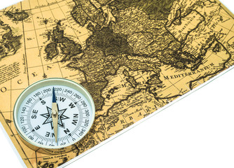 Fototapeta na wymiar Stara mapa z kompasem