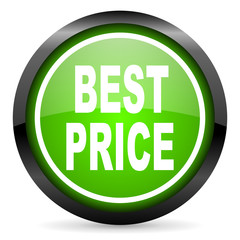 best price green glossy icon on white background