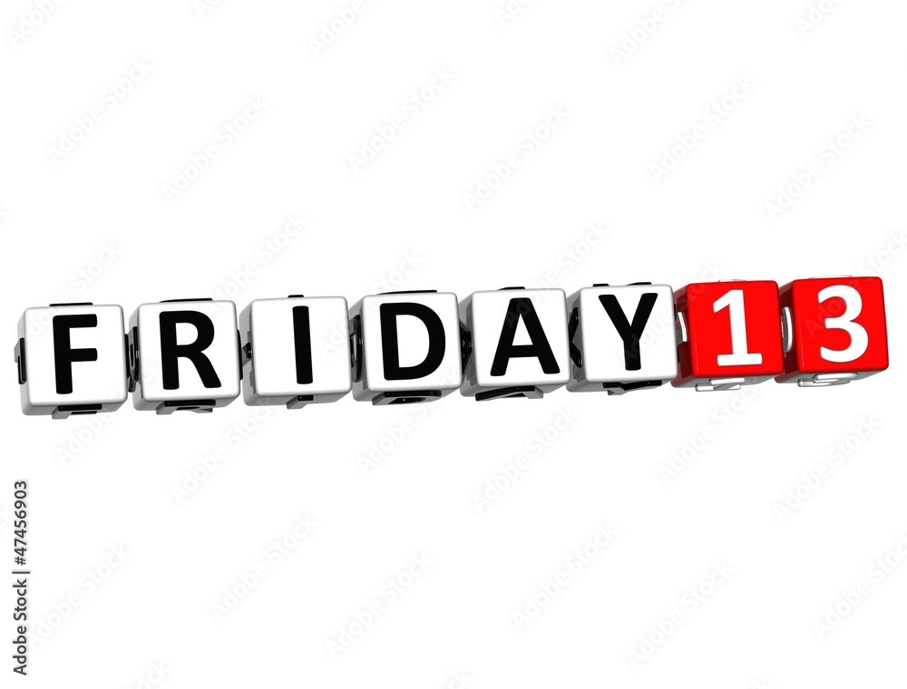 Poster 3d friday 13 button click here block text