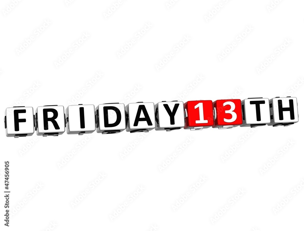 Fototapete 3d friday 13th button click here block text