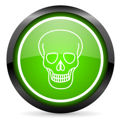 skull green glossy icon on white background