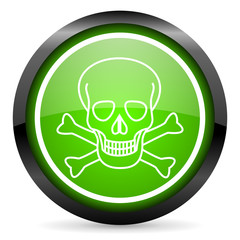 skull green glossy icon on white background