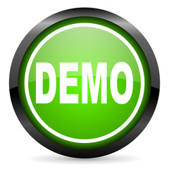 demo green glossy icon on white background