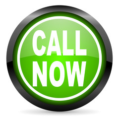 call now green glossy icon on white background
