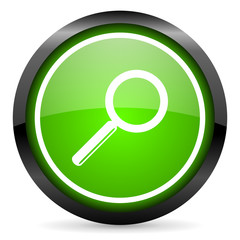 search green glossy icon on white background