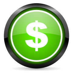 Obraz premium us dollar green glossy icon on white background
