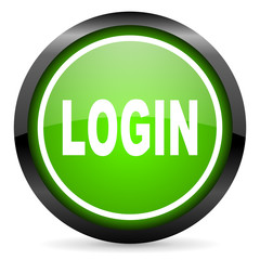 login green glossy icon on white background