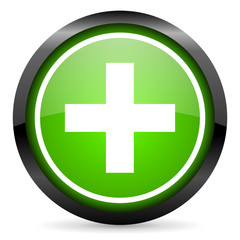 emergency green glossy icon on white background