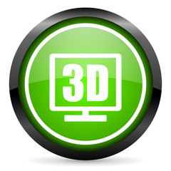 3d display green glossy icon on white background