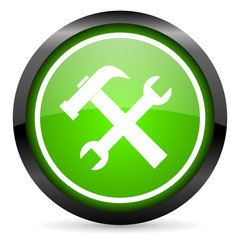 Fototapeta premium tools green glossy icon on white background