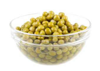 green peas, in a bowl, isolated, white background