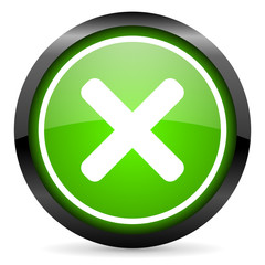 cancel green glossy icon on white background