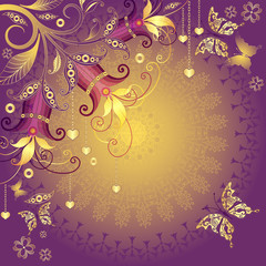 Gold and violet valentine frame