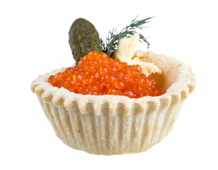 Canapes with red caviar