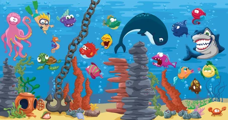 Poster Aquarium mit vielen Fischen © vizoli