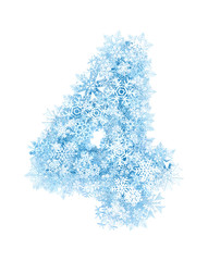 Number 4, frosty snowflakes