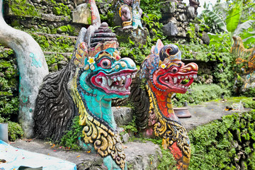 Traditional balinese dragon monster secure the gate of temple, B