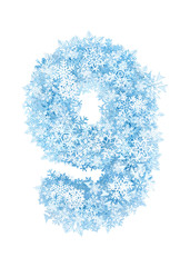 Number 9, frosty snowflakes