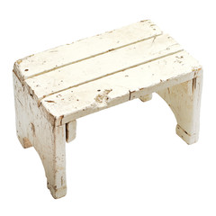 old handmade stool on white background