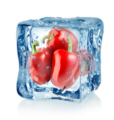 Ice cube and red peppers