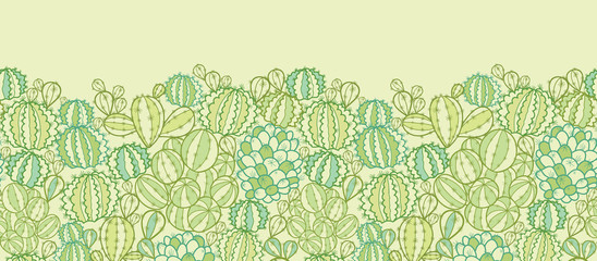 Vector cactus plants texture horizontal seamless pattern