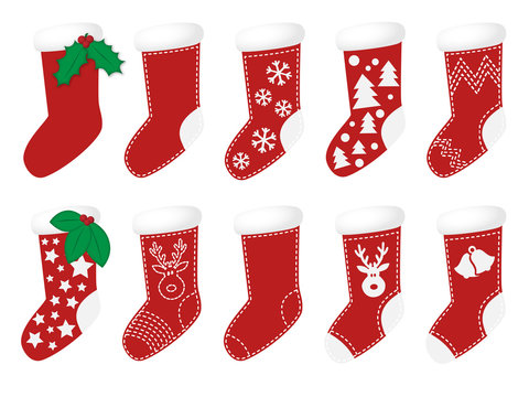 Red christmas socks vector
