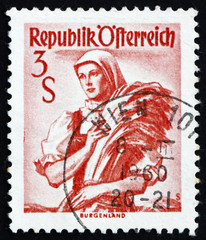 Postage stamp Austria 1949 Woman from Burgenland